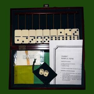 Vintage 1995 SIMPLE NINE Domino Game  The Bombay Company Wooden Box Set